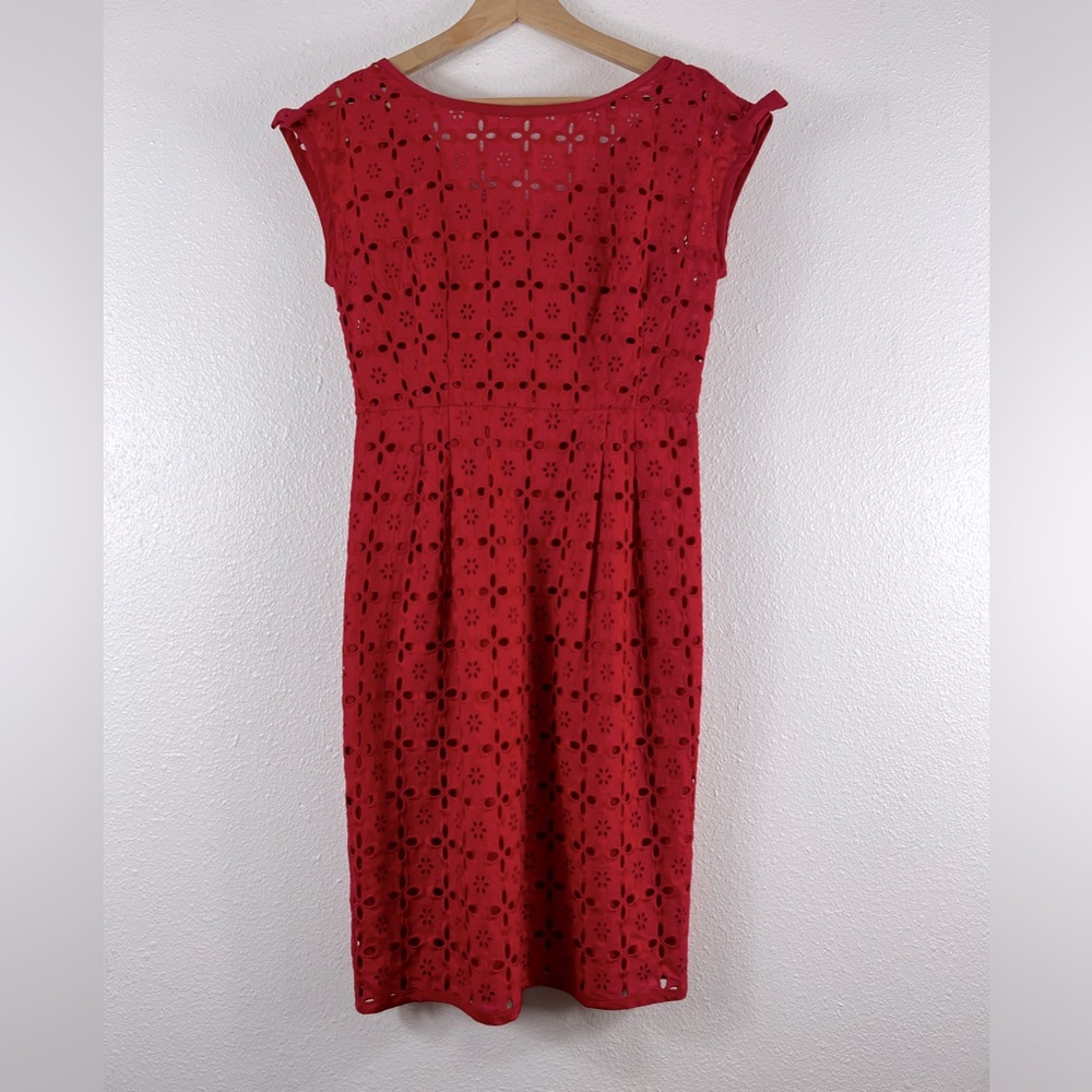 Manette Lepore red eyelet rerto style dress 8
